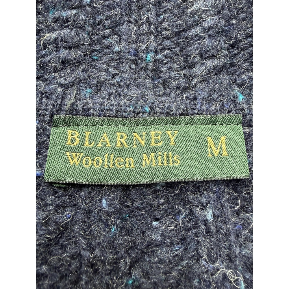 Blarney Woollen Mills Cardigan Sweater Womens M Gray Wool Cable Knit Collared - Picture 7 of 12